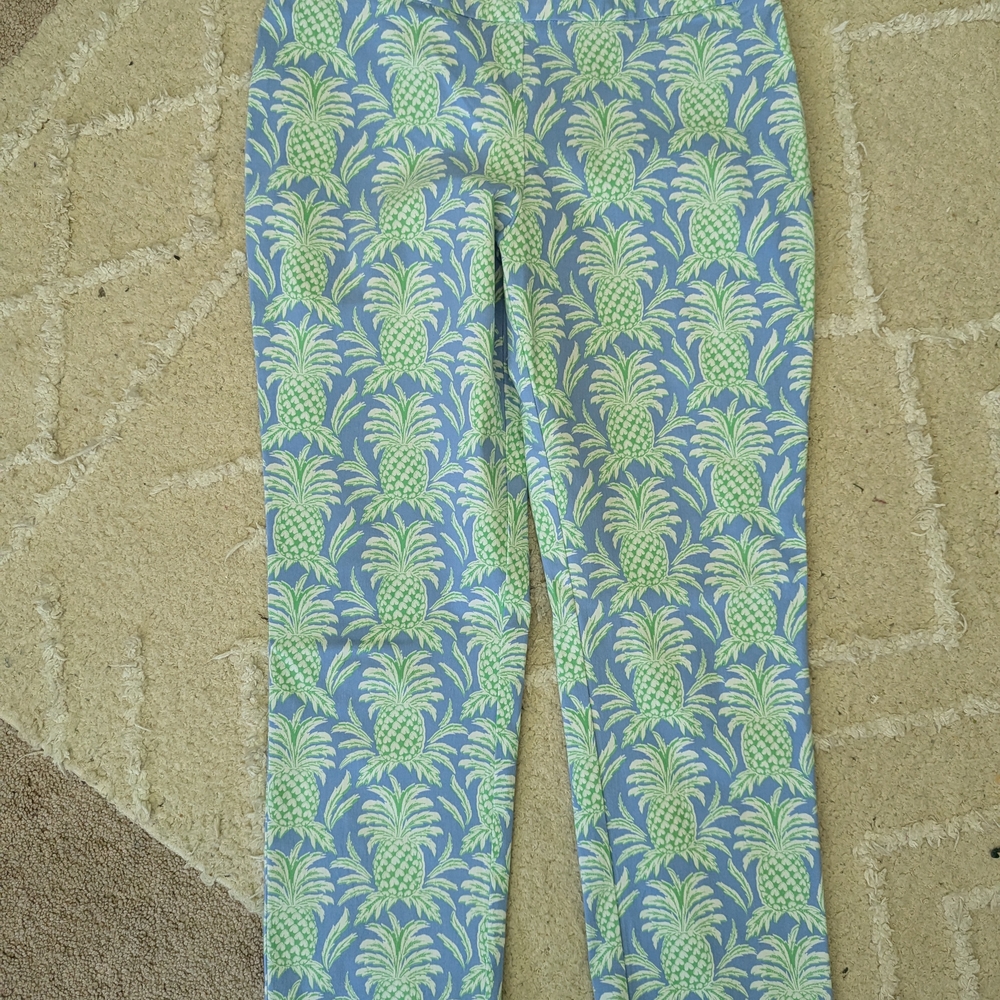 Crown & Ivy Blue and Green Tropical Print Pants Size 12